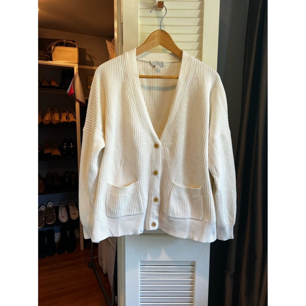 J. Crew Cream Button Down Cocoon Cardigan - Picture 6 of 11